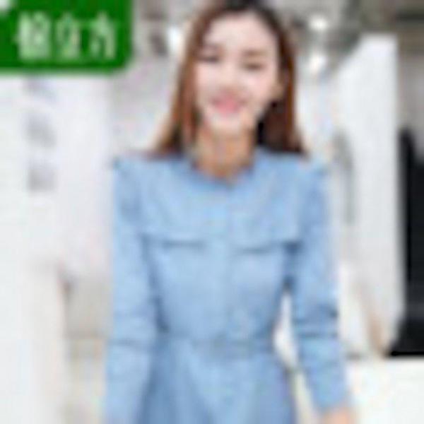 [해외]Dch 2018 봄 드레스 원피스 여성 긴 소매 큐브 버전 레이스 칼라 칼라 허리는 얇은면 셔츠 남방 스커트 치마