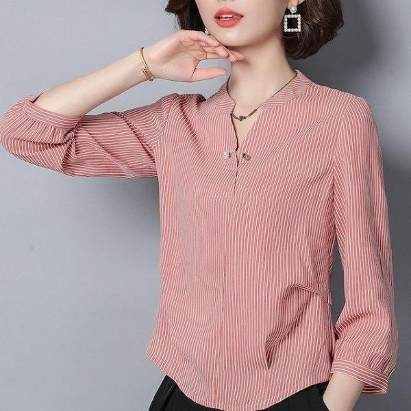 [해외]Dch 2018 여성 시폰 쉬폰얇은 긴팔 블라우스 니트 티 티셔츠 셔츠