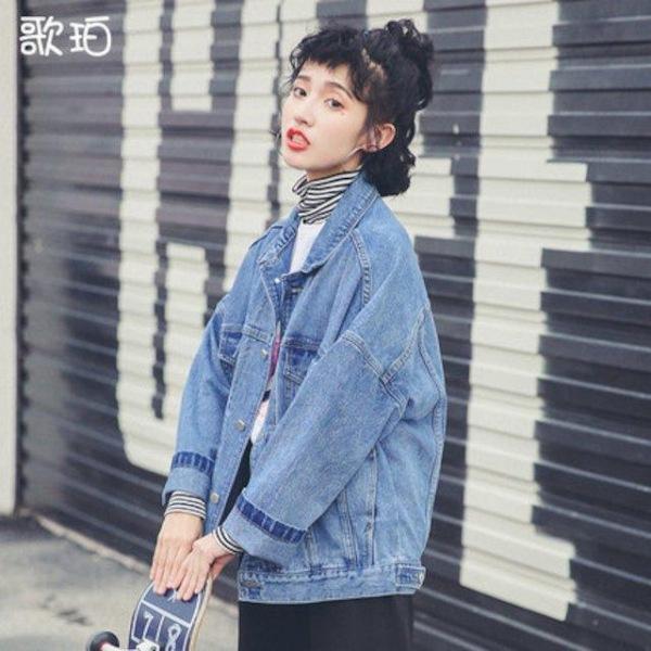 [해외]Dch 2018 야생 복고풍 데님 의류 맛 데님 자켓 바람막이 여성 짧은 섹션 봄과 가을 버전