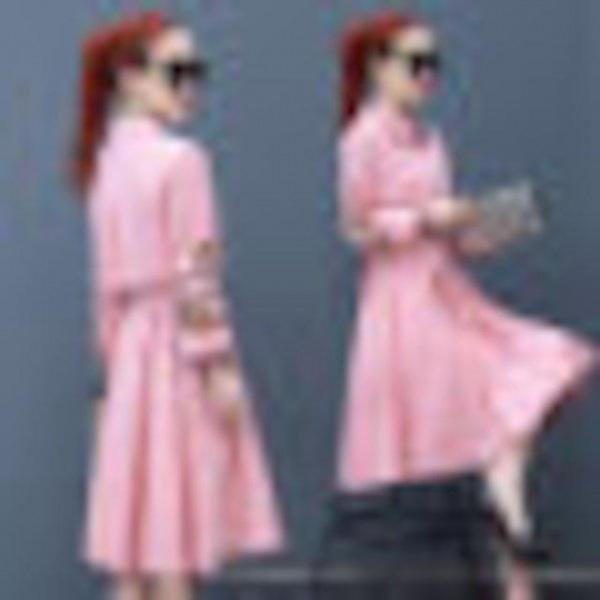 [해외]Dch 2018 드레스 원피스 여성 긴 소매 봄 패션 단어 스커트 치마 봄 허리 스커트 치마 문양 자켓 바람막이