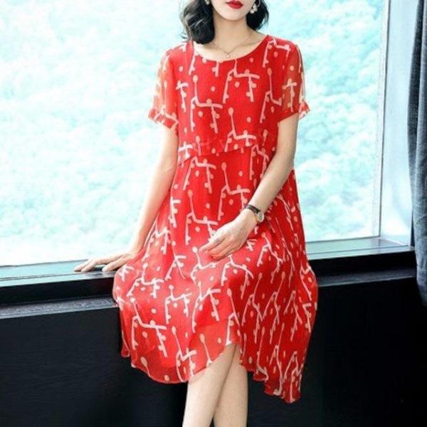 [해외]Dch 2018 봄과 여름 여성 대형 패션 드레스 원피스 인쇄 긴 스커트 치마