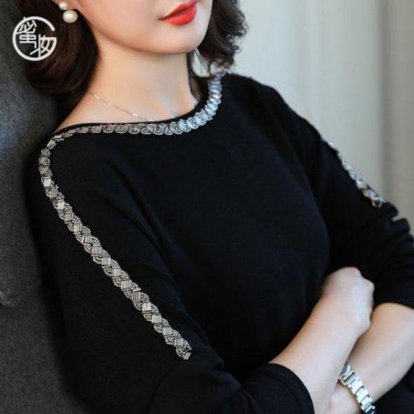 [해외]Dch 2018 봄 여성 슬림 얇은베이스 블랙 드레스 원피스 긴 섹션 니트 드레스 원피스
