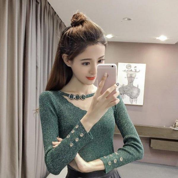 [해외]Dch 2018 여성 세련된 브이브이넥 니트 스웨터 니트
