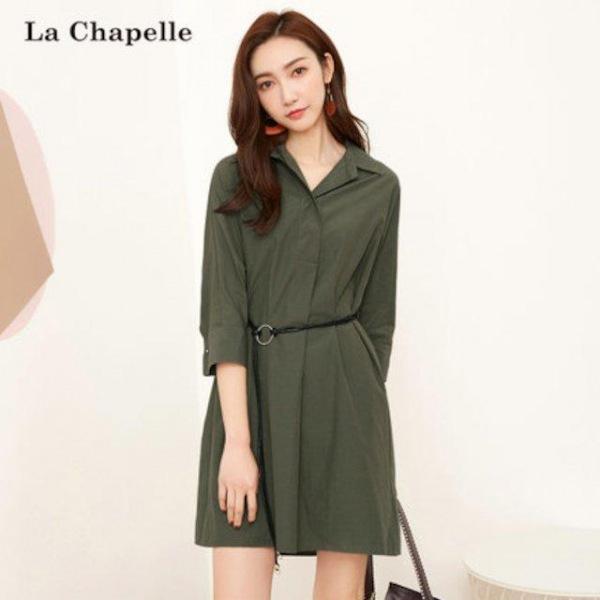[해외]Dch 2018 라 샤펠 드레스 원피스 여성 봄 패션 얇은 군대 녹색 긴 단어 셔츠 남방 스커트 치마