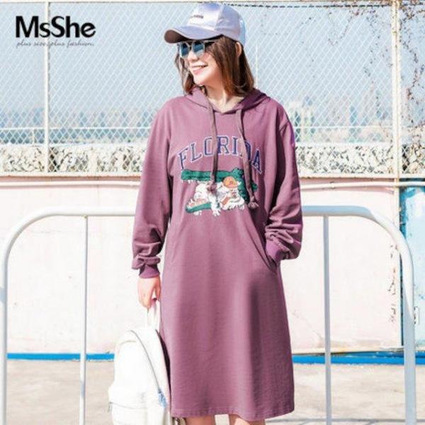 [해외]Dch 2018 사이즈 여성 의류 봄 지방 후드 스웨터 니트 드레스 원피스