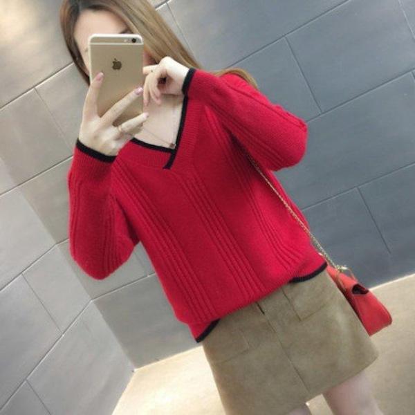 [해외]Dch 2018 여성 브이브이넥 스웨터 니트