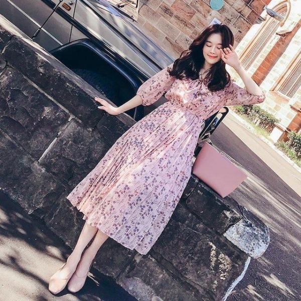 [해외]Dch 2018 여성 쉬폰 꽃무늬 원피스 스타일