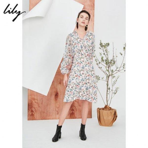 [해외]Dch 2018 봄 여성 패션 통근 불규칙한 프릴 드레스 원피스