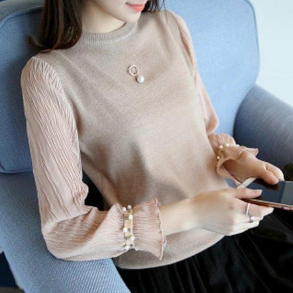 [해외]Dch 2018 여성 쉬폰 니트 티 티셔츠