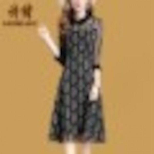 [해외]Dch 2018 시 여성의 봄 긴 드레스 원피스 대형 인쇄 슬림 여름 드레스 원피스 단어 치마