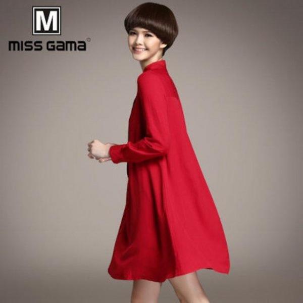 [해외]Dch 2018 봄 여성의 패션 빨간 드레스 원피스 긴 긴팔 셔츠 남방 드레스 원피스 바닥 드레스 원피스 단어 스커트 치마