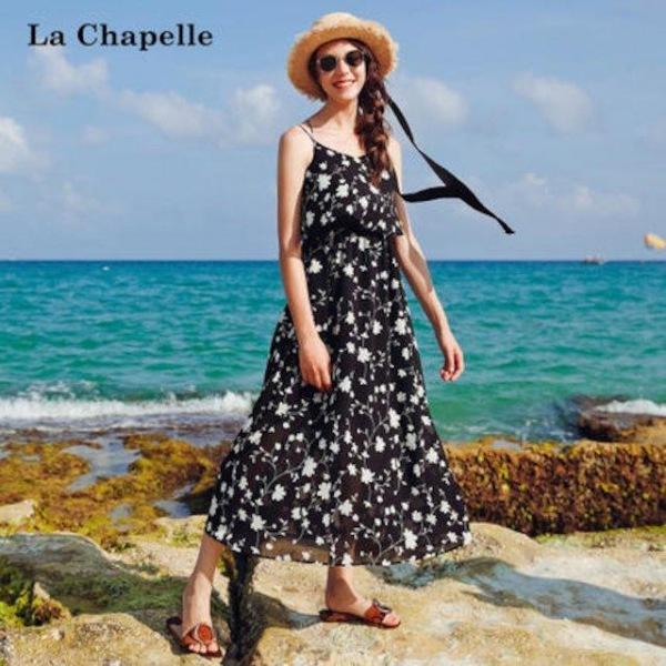 [해외]Dch 2018 드레스 원피스 요정 봄 여름 허리띠가 얇은 해변 리조트 스트랩 해변 드레스 원피스