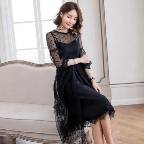 [해외]Dch 2018 봄 여성 검은 스커트 치마 드레스 원피스