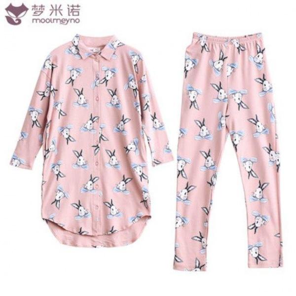 [해외]Dch 2018 의 봄 긴팔 셔츠 남방 잠옷 파자마 동물잠옷 여성의 정장 만화 긴 패션 가정의 가을